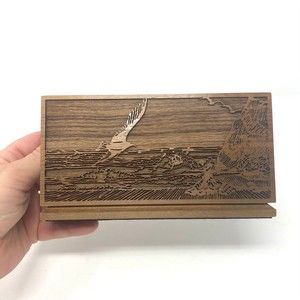 Lasercraft Bird Ocean Scene Wood Napkin Holder Desk Organizer 6.5”